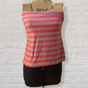 DKNY Pink Purple Stripe Strapless Tankini Top